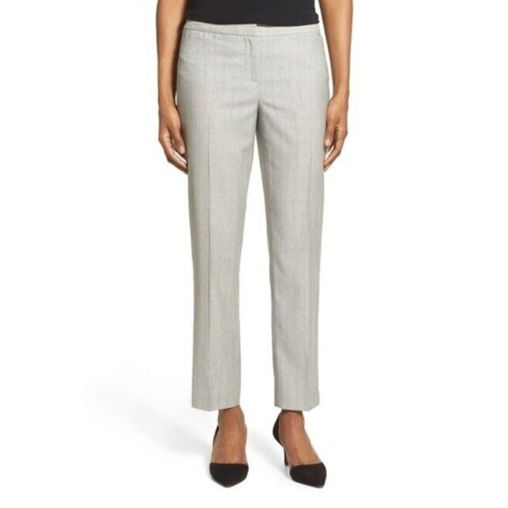Classiques Entier Pants Slub Wool Grey Straight Leg Cropped Ankle Pants SZ 4 New